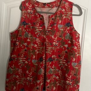 Crosby Red Cream Floral Silky Satin Large Top